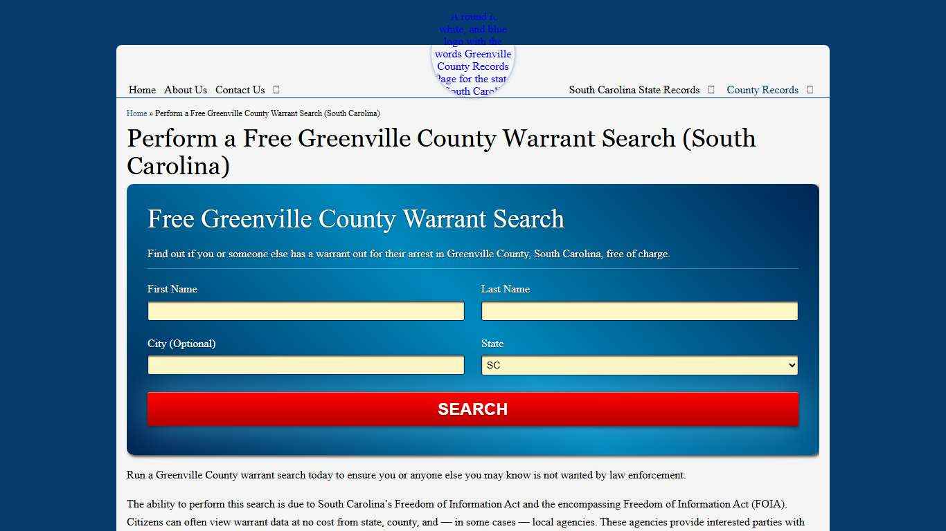 Perform a Free Greenville County Warrant Search (South Carolina)